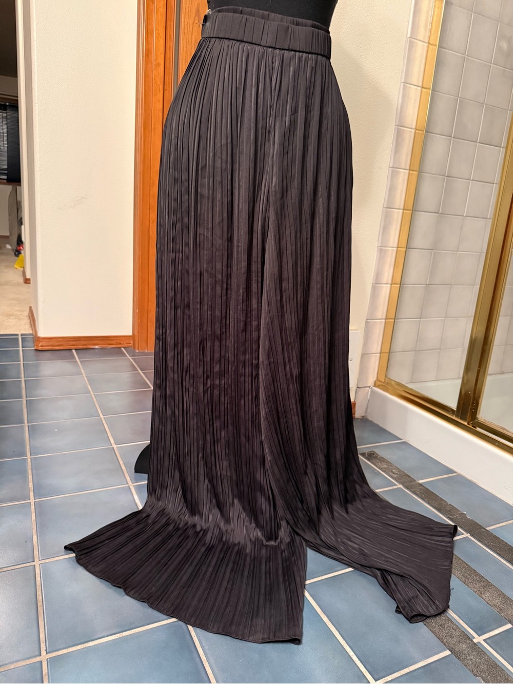 Zara Black Pleated Maxi Skirt